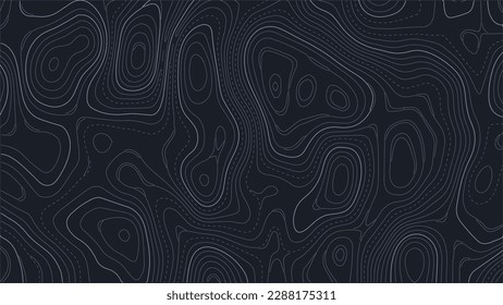 Altura del contorno del mapa topográfico estilizado en líneas y contornos. El concepto de esquema geográfico condicional y la trayectoria del terreno. Ilustración vectorial.