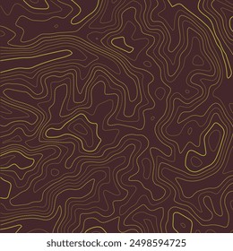 Stylized topographic map outline height in lines and contours. The concept of a conditional geographical scheme and the trajectory of the terrain. Ultra wide size. Vector illustration.