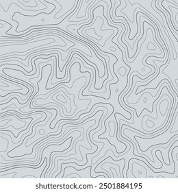 Stylized topographic map outline height in lines and contours. The concept of a conditional geographical scheme and the trajectory of the terrain. Ultra wide size. Vector illustration.