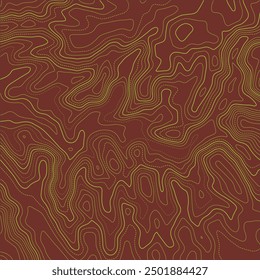 Stylized topographic map outline height in lines and contours. The concept of a conditional geographical scheme and the trajectory of the terrain. Ultra wide size. Vector illustration.