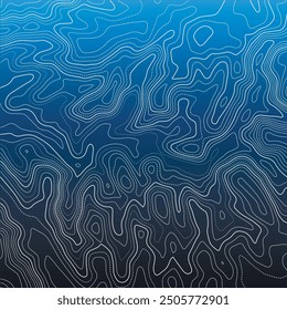 Stylized topographic map outline height in lines and contours. The concept of a conditional geographical scheme and the trajectory of the terrain. Ultra wide size. Vector illustration.