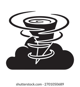 Icono estilizado de la tormenta del ciclón del tornado con el Vector de la nube, ilustración