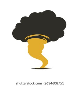 Tornado estilizado desce durante ilustração de evento de tempo severo