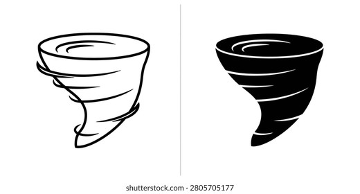 Stylized tornado symbol with visible wind currents representing natural disasters and powerful weather phenomena. Useful for communication and warning graphics.