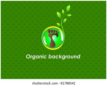 The stylized trace of a human foot with a green young sprout on abstract background
