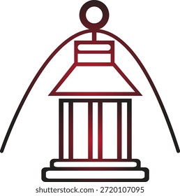 Arte vectorial tradicional asiático estilizado de la linterna que ofrece un diseño arquitectónico clásico con un gradiente rojo cálido, perfecto para los temas culturales, decorativos, o históricos