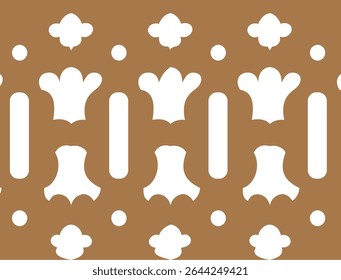 A stylized traditional ventilation pattern silhouette design in black, set against a warm brown background. The pattern reflects cultural architectural elements commonly found in South