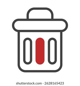 Stylized trash bin icon featuring a distinctive color accent for design projects