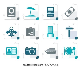 Stylized travel, trip and holiday icons - vector icon set