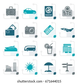 Stylized Travel and vacation icons - vector icon set