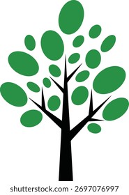 Árbol estilizado con hojas verdes abstractas y ramas negras