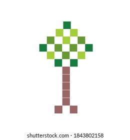 Árbol estilizado de formas cuadradas abstractas sobre fondo blanco