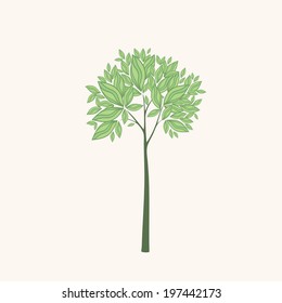 Stylized  tree with abstract striped leaves