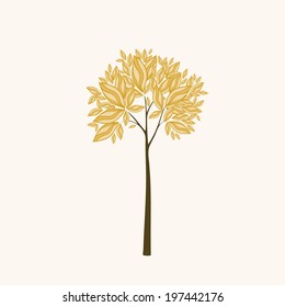 Stylized  tree with abstract striped leaves