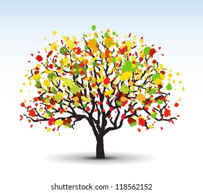 stylized tree with autumn leaves, vector image