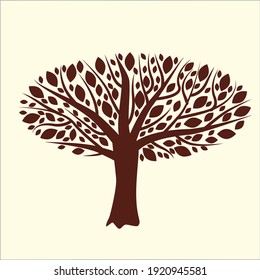 Árbol Estilizado Con Hojas Marrones.