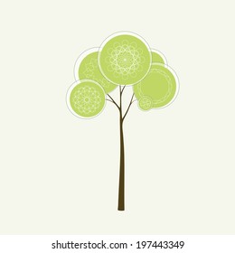 Stylized  tree with  circles and ornament