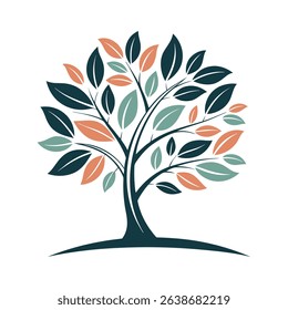 Stylized Tree with Colorful Leaves