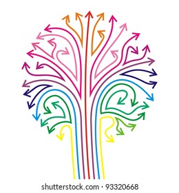 stylized tree with color-full arrows