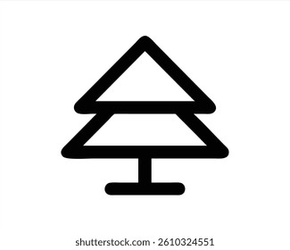 Stylized tree depicted in a minimalist vector design featuring geometric shapes. The tree features a triangular crown and a simple trunk, ideal for modern graphics.