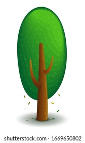 Stylized tree with flat color transitions. Vector illustration on a white background.