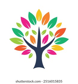 Stylized tree forming the trunk and vibrant leaves, perfect for eco-friendly branding