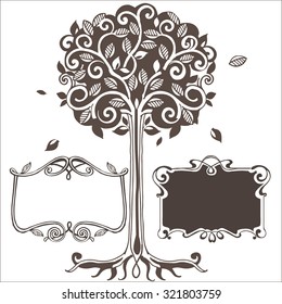 Stylized tree with frames. Vector illustration.