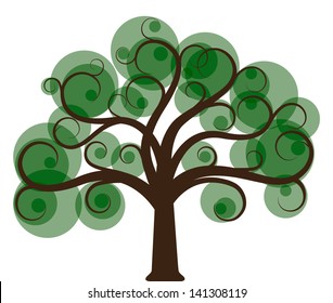 Stylized tree with green leaves