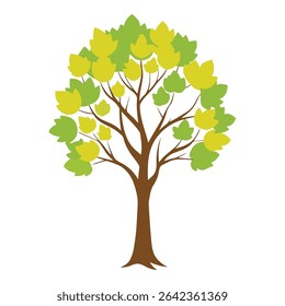 Stylized tree with green and yellow leaves