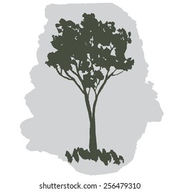 A stylized tree hand-painted with watercolors