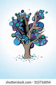 stylized tree with hands. oak. fabulous tree. surrealism.