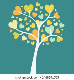 Stylized tree with hearts vector illustration