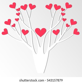 Stylized tree with hearts. Vector illustration. Valentines Day.