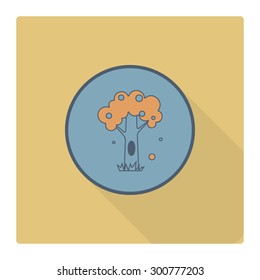 Stylized Tree with Hollow. Single Flat Autumn Icon . Simple and Minimalistic Style. Vector