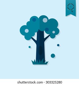 Stylized Tree with Hollow. Single Flat Autumn Icon . Simple and Minimalistic Style. Vector