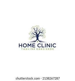Stylized tree house logo symbolizing wellness and growth in a healthful home environment graphic
