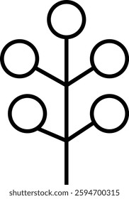Stylized Tree Icon with Transparent Background. – Line icon of an abstract tree with circular elements representing modern nature concepts with transparent background.