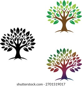 Ícones de árvore estilizados com a ilustração Variações de cor