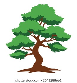 Stylized Tree Illustration with Green Canopy and Trunk