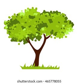 Stylized tree isolated on white background. Good for logotype. Vector illustration