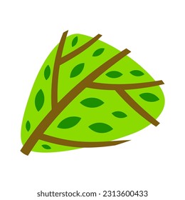 Stylized tree with leaves. Illustration or concept for emblem and design.