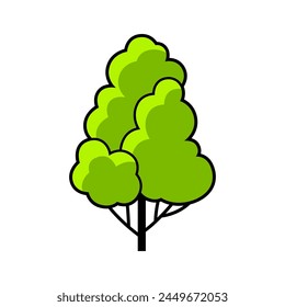 Stylized tree with leaves. Illustration or icon for emblem and design.