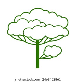 Stylized tree with leaves. Illustration or icon for emblem and design.