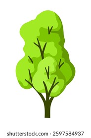 Stylized tree with leaves. Natural summer or spring image.