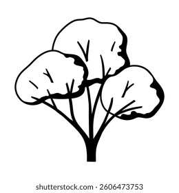 Stylized tree with leaves. Natural summer or spring image.