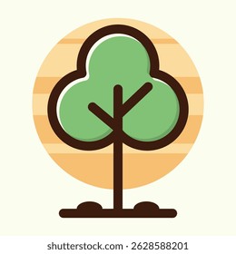 Stylized tree natures simple charm cartoon flat design illustration