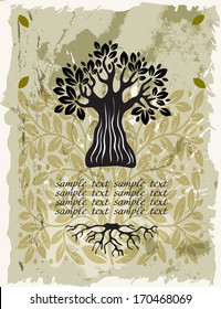 Stylized tree on the old paper background