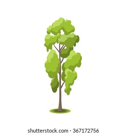 Stylized tree on white background. Nature vector illustration. Side view