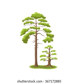 Stylized tree on white background. Nature vector illustration. Side view