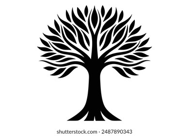 Ilustración vectorial de silueta de árbol estilizada